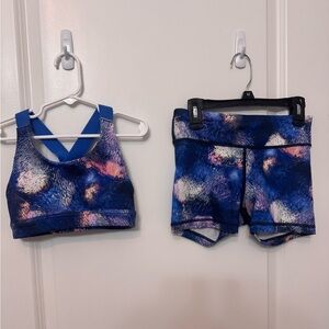 DSG Two- Piece Girls Bathing Suit in Blue and Pink